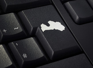 Keyboard with return key in the shape of Latvia.(series)