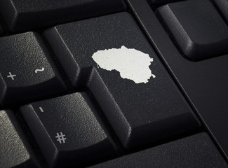 Keyboard with return key in the shape of Lithuania.(series)