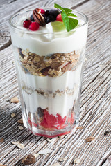 Muesli with yogurt.
