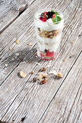 Muesli with yogurt.