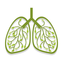 Human lung icon tree leaves