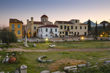 Ancient ruins in city of Athens, Greece.