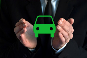 Businessman with a car symbol