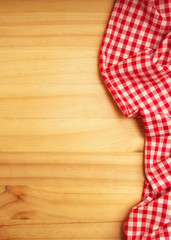 tablecloth over wooden table with copy space