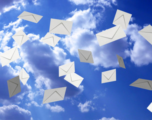 Mail flying in the sky, 3d illustration