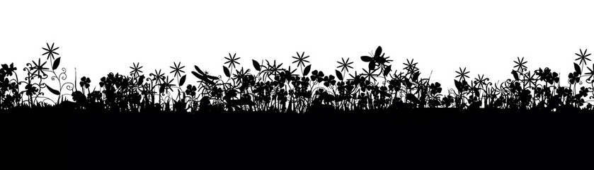 Meadow life - silhouette illustration