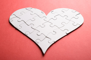 Heart Shape Made Of Jigsaw Puzzle