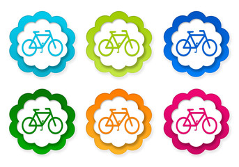 Set of colorful stickers icons with bicycle symbol