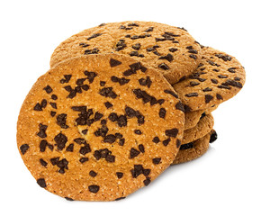Chocolate chips cookies isolated on white background