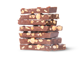 Stack of seven chocolate bars rotated