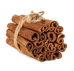 Cinnamon sticks on white
