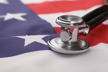 Stethoscope Over American Flag