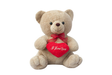 mini bear and red heart