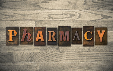 Fototapeta premium Pharmacy Wooden Letterpress Concept