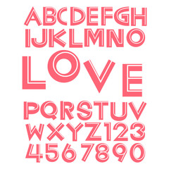 Alphabet fonts and numbers for valentine