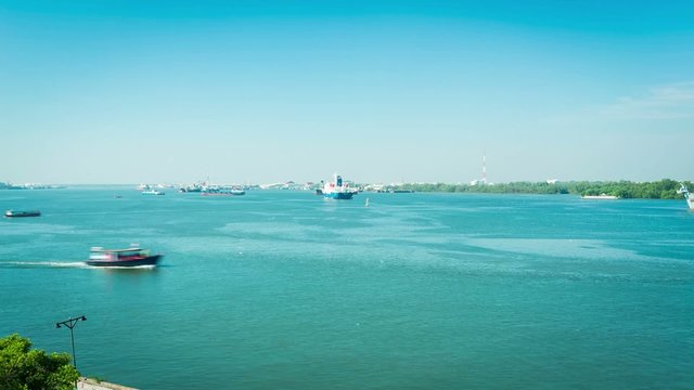 Ships in the Chaopraya River, Bangkok, Thailand