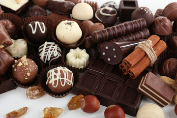 Delicious chocolate candies close-up