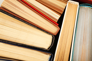 Pile of books, macro view
