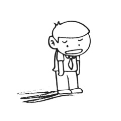 Hand draw Sad businessman isolated illustration