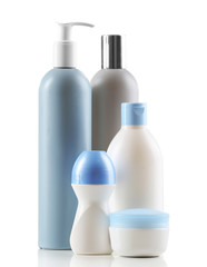 Cosmetic bottles isolated on white background