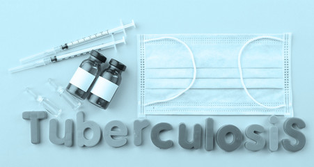 Medicines with Tuberculosis word on colorful background