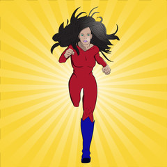 Freehand drawing of superhero woman