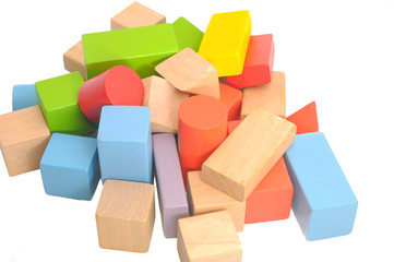 Obraz premium Wooden building block on white background.