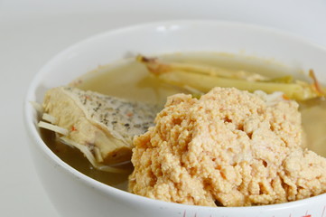 Thai spicy fish eggs soup