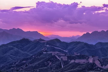 Foto auf Glas greatwall,the landmark of china,with sunset skyline © zhu difeng