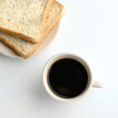 a cup of coffee on white background