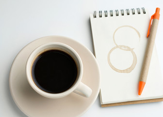 a cup of coffee on white background