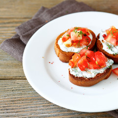 Delicious bruschetta with vegetables