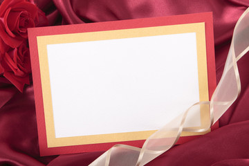 Valentine card with ribbon and roses