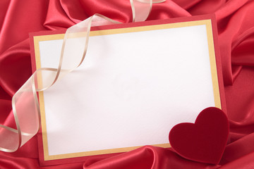 Valentine card with ribbon and gift box