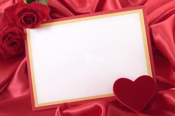 Valentine card with gift box and roses