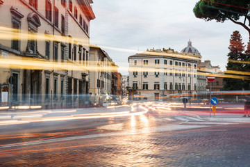 light of car traffic on Piazza d'Aracoeli