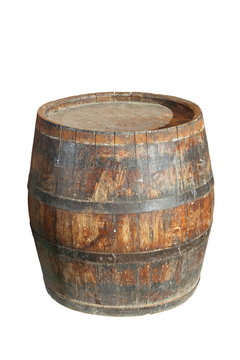 isolated wooden wine barrel