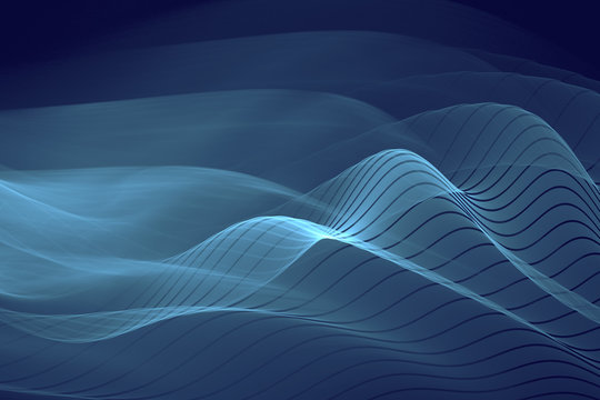 Blue Waves - Modern Abstract Background © LanaPo