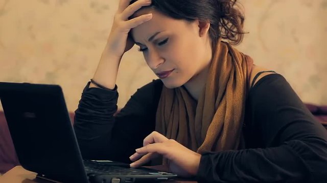 Stressed student with computer