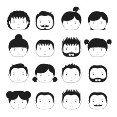 Set of monochrome silhouette office people icons. Businessman