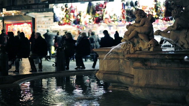 piazza navona during the Christmas period - fountain and stand - market - night