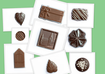 Différents bonbons en chocolat 