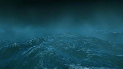Dark night with stormy sea