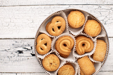 Bisquits on wooden background