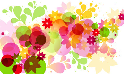 abstract background with circles and flowers