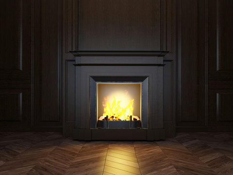 3d fireplace in the room