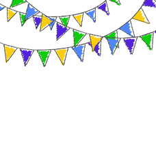 Obraz premium Multicolored hand-drawn buntings garlands in national brazil col