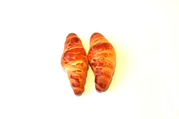 Two Croissants on White Background