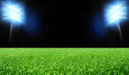 Foto op Plexiglas Voetbal voetbalstadion met de felle lichten