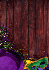 Mardi Gras: Party Mask And Hat With Copyspace Above